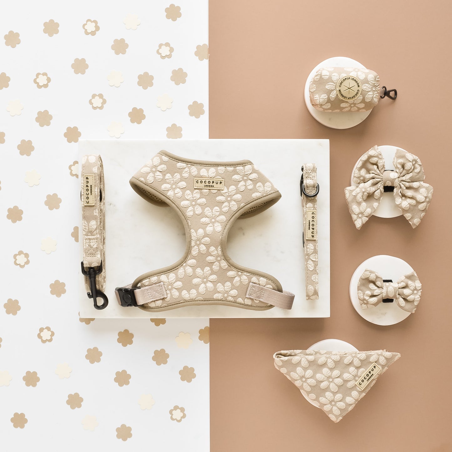 Luxe Adjustable Neck HARNESS - Mocha Flower