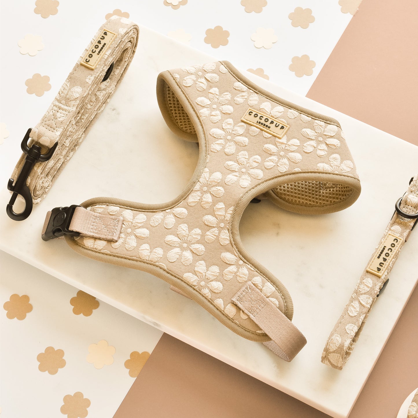Luxe Adjustable Neck HARNESS - Mocha Flower